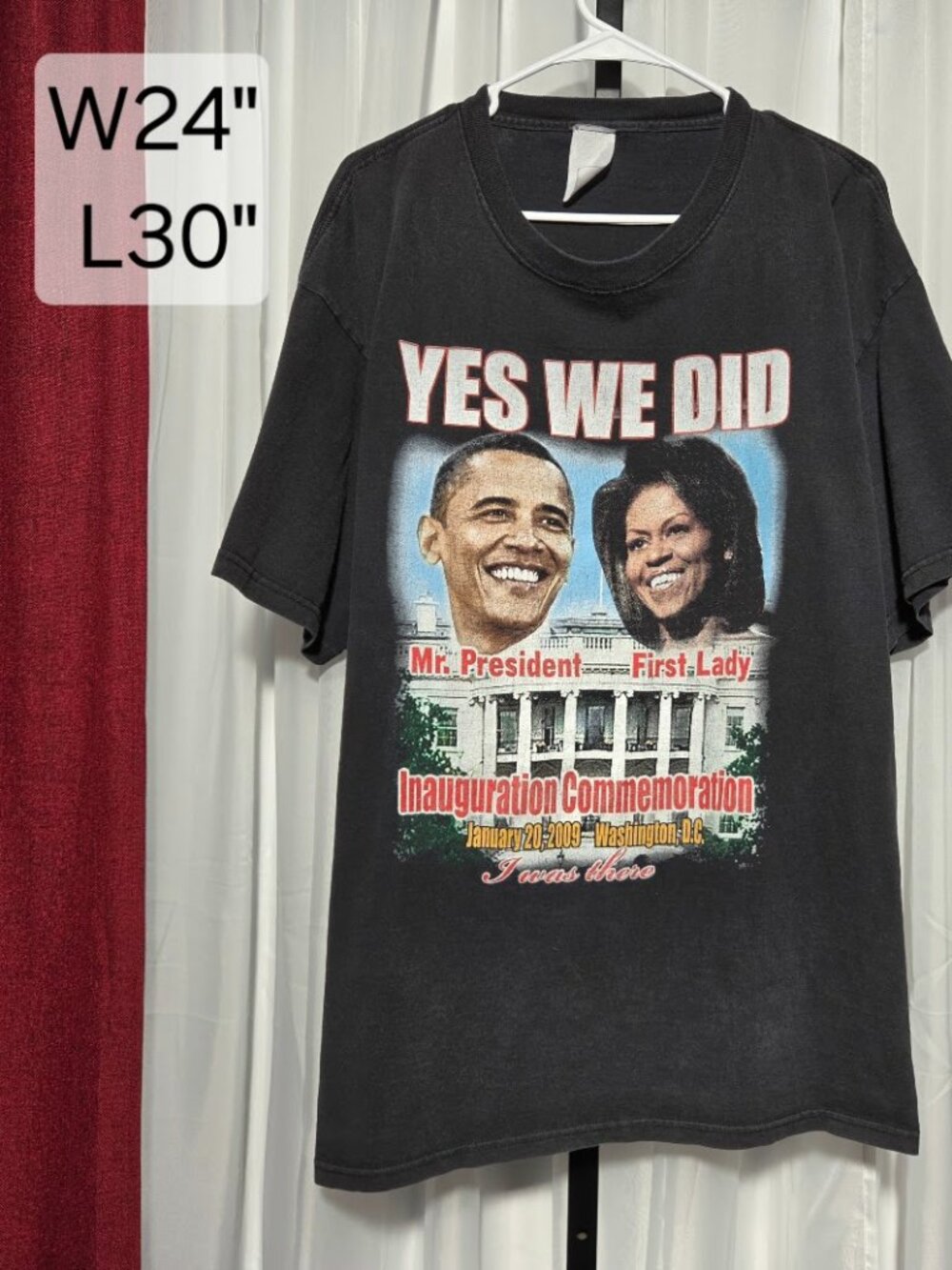 Vintage 2009 Barack & Michelle Obama Inauguration Commemoration T-Shirt XL